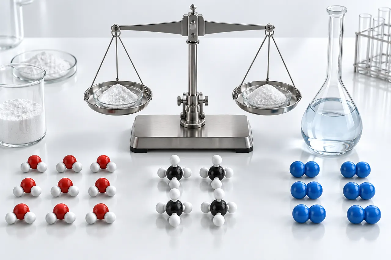 Balanced substance samples and molecular groups representing the mole concept
