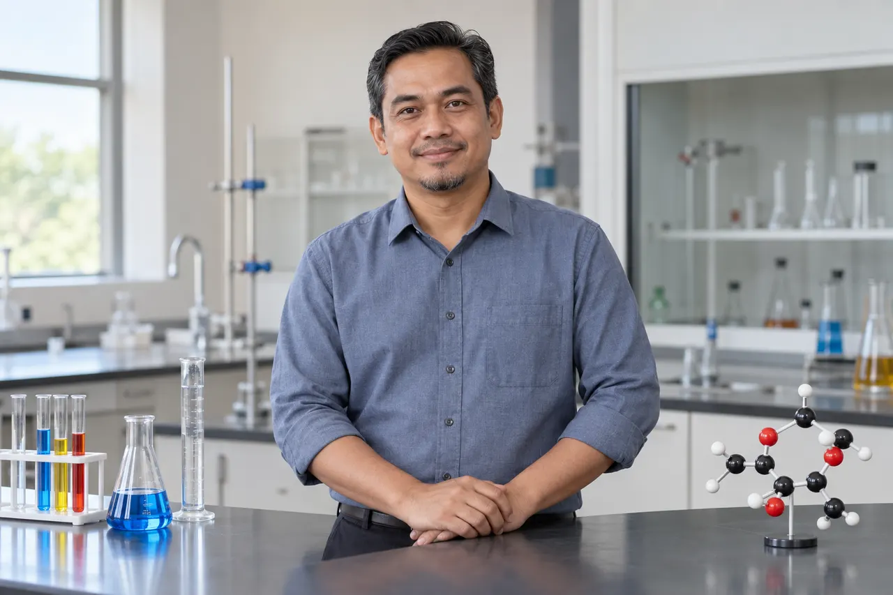 Guru Kimia SPM berpengalaman di dalam makmal moden